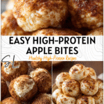 Cinnamon Apple Cottage Cheese Bites | High Protein Snack To Go 4 Close-up of golden cinnamon apple cottage cheese bites displayed as high protein snacks to go.