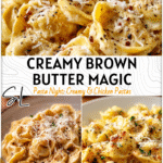 Creamy Brown Butter Tortellini with Garlic & Cheese Sauce 4 Creamy brown butter tortellini topped with garlic butter sauce and grated cheese on a plate