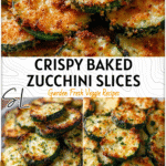 Crispy Baked Parmesan Zucchini Slices In The Oven (Healthy + Easy Side) 4 Golden crispy baked parmesan zucchini slices in the oven served on a white plate. 2