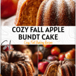 Delicious Apple Bundt Cake Recipe for Cozy Fall Baking 4 Moist apple bundt cake dusted with cinnamon sugar, styled on a fall table with apples and spices.