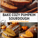 Delicious Sweet Pumpkin Sourdough Recipe for Fall Baking 6 Golden loaf of sweet pumpkin sourdough bread sliced on a wooden board with autumn spices beside it 2