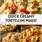 Fast & Easy Marry Me Tortellini Recipe for Pasta Lovers 4 Bowls of creamy Marry Me Tortellini garnished with herbs and tomatoes styled as an easy pasta dinner.