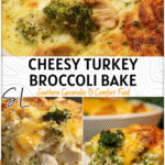 Leftover Turkey Meets Broccoli in This Cheesy Keto Casserole 4 Golden cheesy casserole with turkey and broccoli in a baking dish for a Keto Leftover Turkey Casserole.
