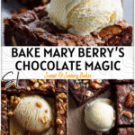 Mary Berry Chocolate Brownie Traybake with Vanilla Bean Ice Cream 4 Chocolate brownie traybake by Mary Berry topped with nuts and served with vanilla bean ice cream.