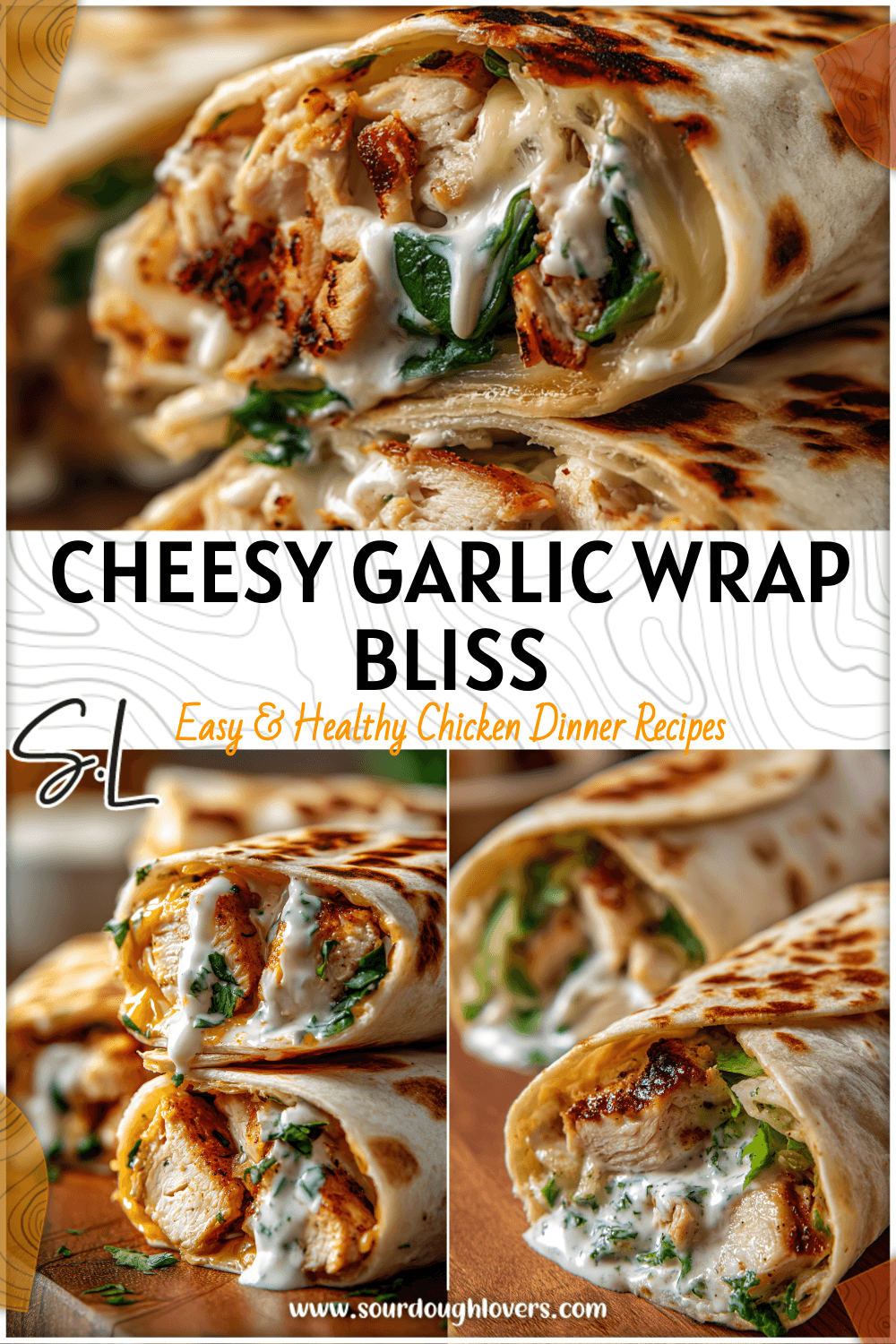 Ooey-Gooey Cheesy Garlic Chicken Wraps with Creamy Garlic Sauce 3 Ooey Gooey Cheesy Garlic Chicken Wraps with Creamy Garlic Sauce