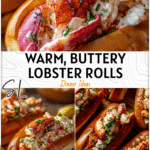 Warm Lobster Roll Recipe with Buttered Buns 4 Close-up of warm buttered lobster roll on a toasted bun garnished with herbs for a quick seafood recipe.