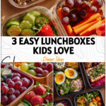 Colorful kid lunchboxes filled with Quick Healthy Lunch For Kids and School Lunches That Dont Need To Be Heated.