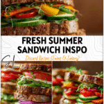 Three colorful sourdough sandwiches filled with fresh veggies styled for summer lunch inspiration.