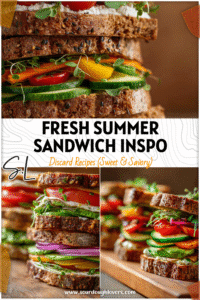 Sophie – Pastry & Dessert 8 Three colorful sourdough sandwiches filled with fresh veggies styled for summer lunch inspiration.