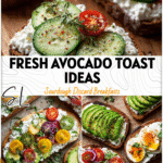 Avocado & Cottage Cheese Toast Ideas for a Fresh Morning Boost 5 Avocado and cottage cheese toasts arranged with fresh herbs and seasoning on sourdough bread.