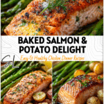 Baked Salmon and Asparagus with Crispy Potatoes 5 Baked salmon and asparagus served with crispy potatoes for a bright spring seafood meal