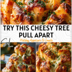 Cheesy Pizza Tree Pull Apart Bread for the Holidays 5 Cheese Pull Apart Christmas Tree bread shaped like a tree with melted mozzarella and herbs on top.