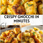 Crispy Air Fryer Gnocchi for Easy Dinners 5 Golden crispy gnocchi served on a plate from an air fryer oven with herbs and parmesan cheese.