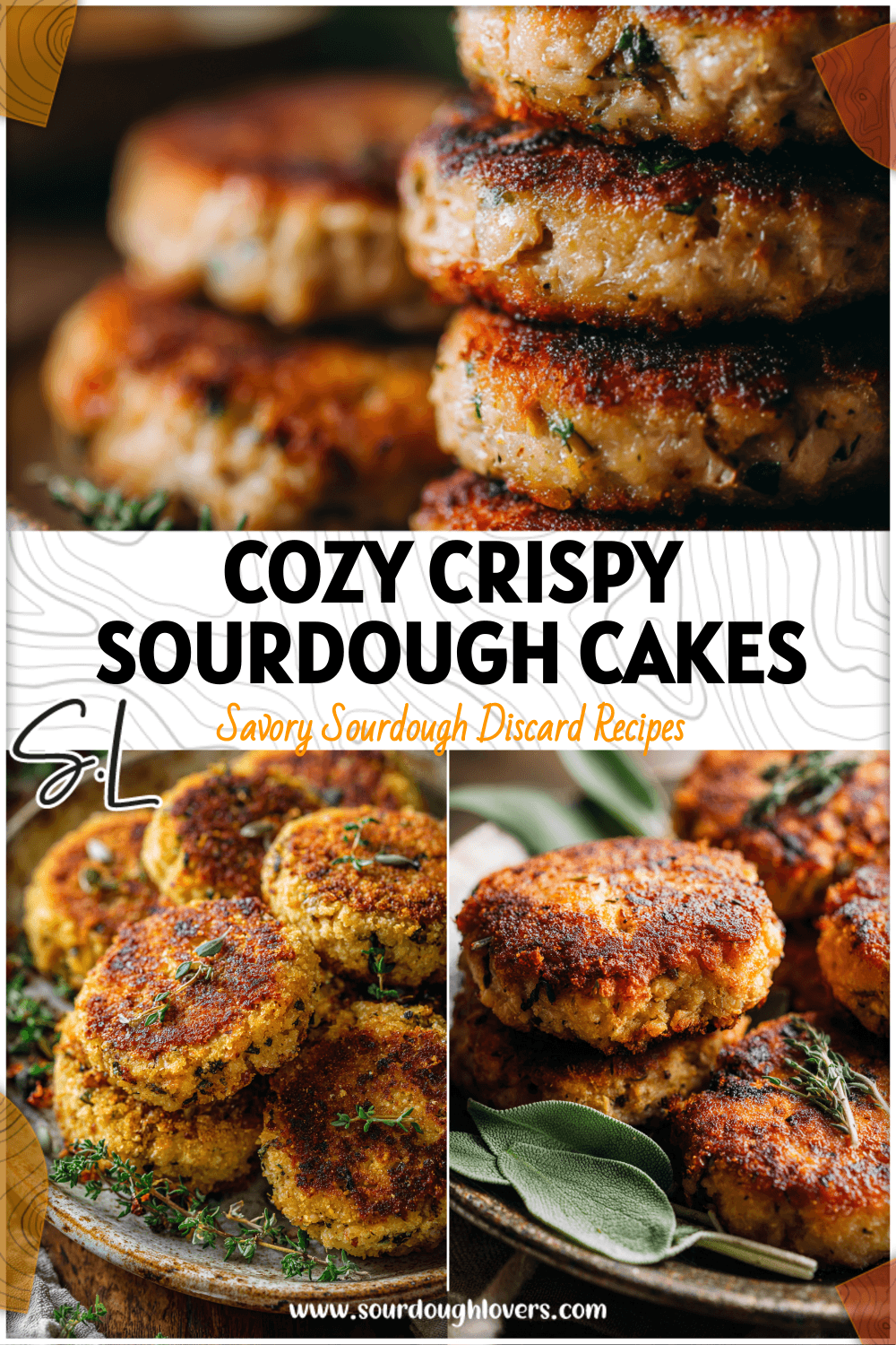 Golden crispy sourdough tuna cakes served on a rustic plate with herbs and warm fall colors.