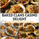 Delicious Clams Casino Recipe for Your Next Dinner Party 5 Golden baked Clams Casino topped with bacon, herbs, and breadcrumbs on a rustic plate