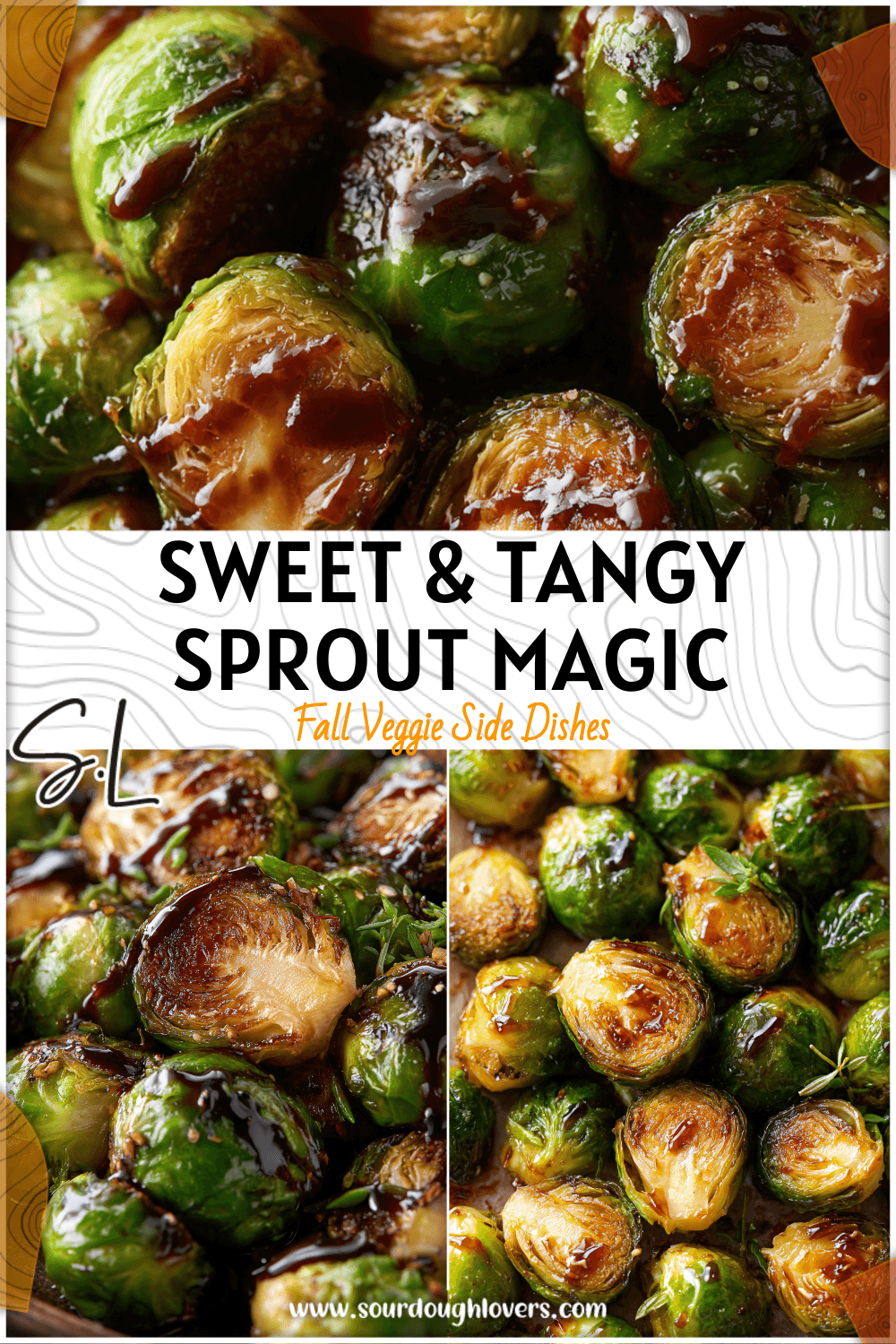 Close-up of balsamic glazed Brussels sprouts roasted to golden perfection and served warm.