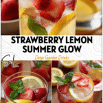 Easy Strawberry Lemon Fruit Water for a Healthy Summer Glow 4 Close-up of chilled strawberry lemon infused water with ice and mint for a Healthy Fruit Water vibe.