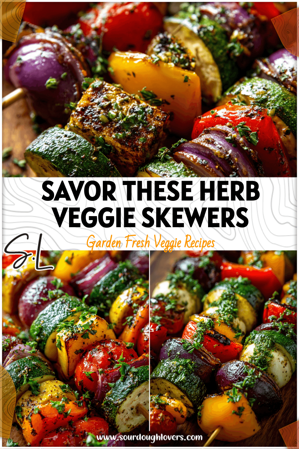 Grilled veggie skewers with fresh herbs sizzling on a barbecue for a colorful Summer Cookout Main Dish.