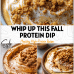 High-Protein Pumpkin Cheesecake Dip for Cozy Fall Days 5 Bowl of High-Protein Pumpkin Cheesecake Dip topped with cinnamon and graham crumbs, styled for a cozy fall look.