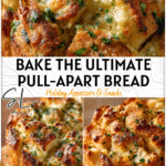 Homemade Pull Apart Garlic Cheese Bread with Sourdough Starter 5 Freshly baked pull apart garlic cheese bread made with sourdough starter and sprinkled herbs.