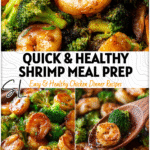 Bowl of honey garlic shrimp and broccoli stir-fry served for quick healthy dinner meal prep