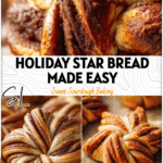 Freshly baked cinnamon star bread with chocolate layers and golden sourdough texture