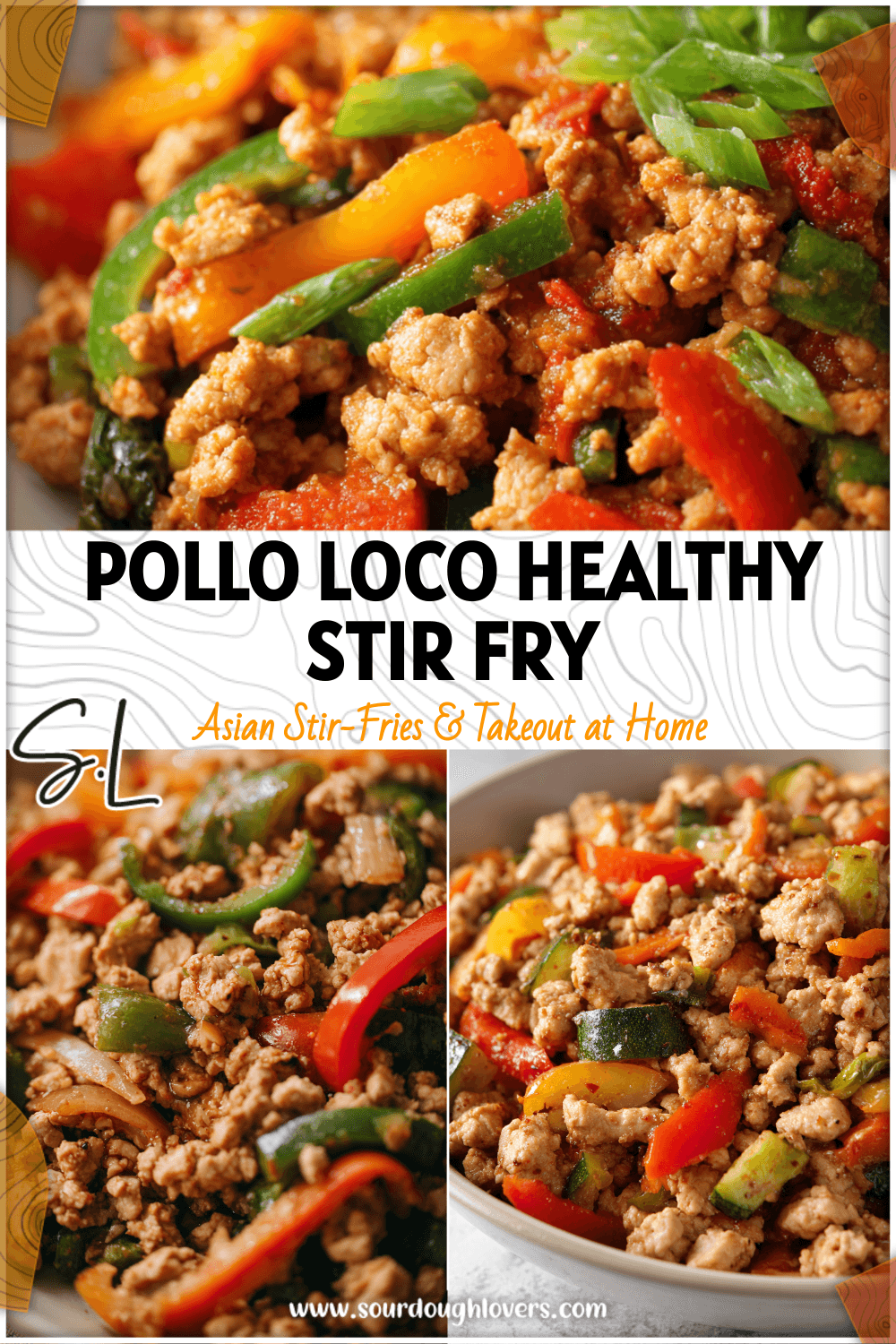 Pollo Loco style ground chicken stir fry with colorful veggies served for healthy meal prep.