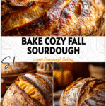 Pumpkin Apple Sourdough Bread for Cozy Fall Flavors 5 Golden Pumpkin Apple Sourdough loaf with warm cinnamon swirls and autumn tones on a rustic table.