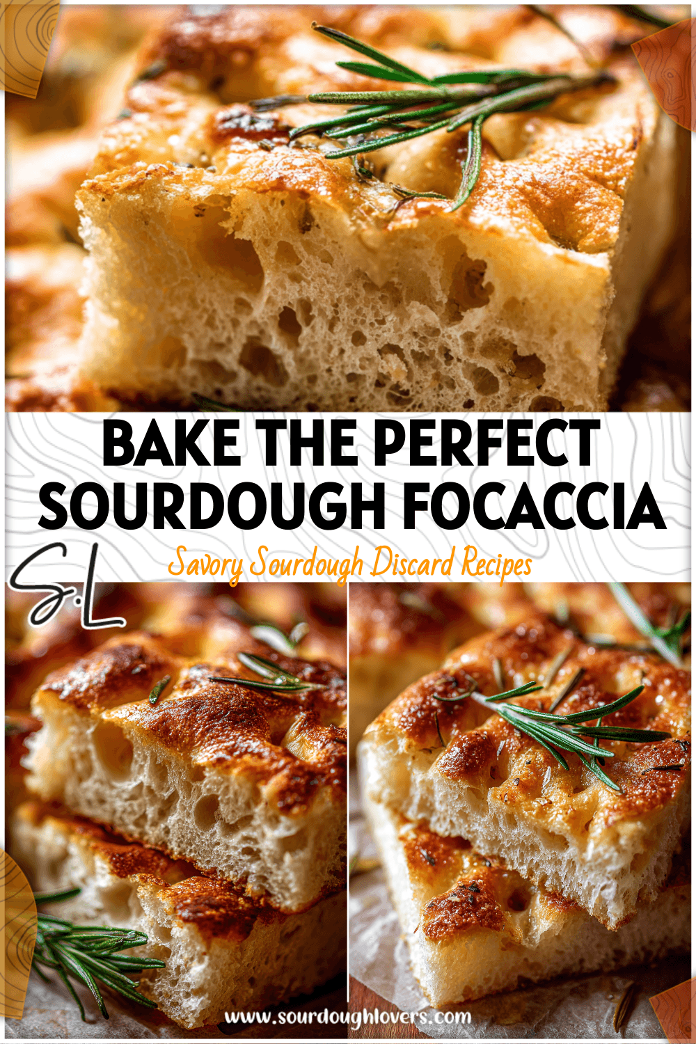 Golden rosemary olive oil sour dough focaccia bread with crisp edges and bubbly texture.