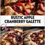 Rustic Sourdough Apple Cranberry Galette with Buttery Pastry Crust 5 Golden sourdough apple cranberry galette with cinnamon apples on flaky pastry crust.