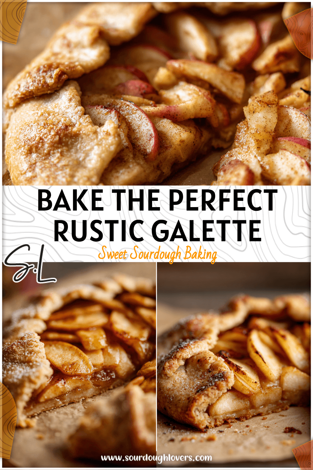 Rustic Apple Galette Recipe featuring golden sourdough crust filled with caramelized apple slices
