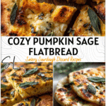 Golden pumpkin sage sourdough flatbread topped with herbs showing a rustic homemade texture