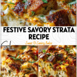 Golden-baked savory sourdough strata with melted cheese and herbs for a hearty Italian breakfast.