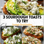 Sourdough Avocado Toast 3 Ways with Cottage Cheese & Seasoning Tips 5 Sourdough avocado toast topped with cottage cheese, seasoning, and cheese crumbles on a gray plate.