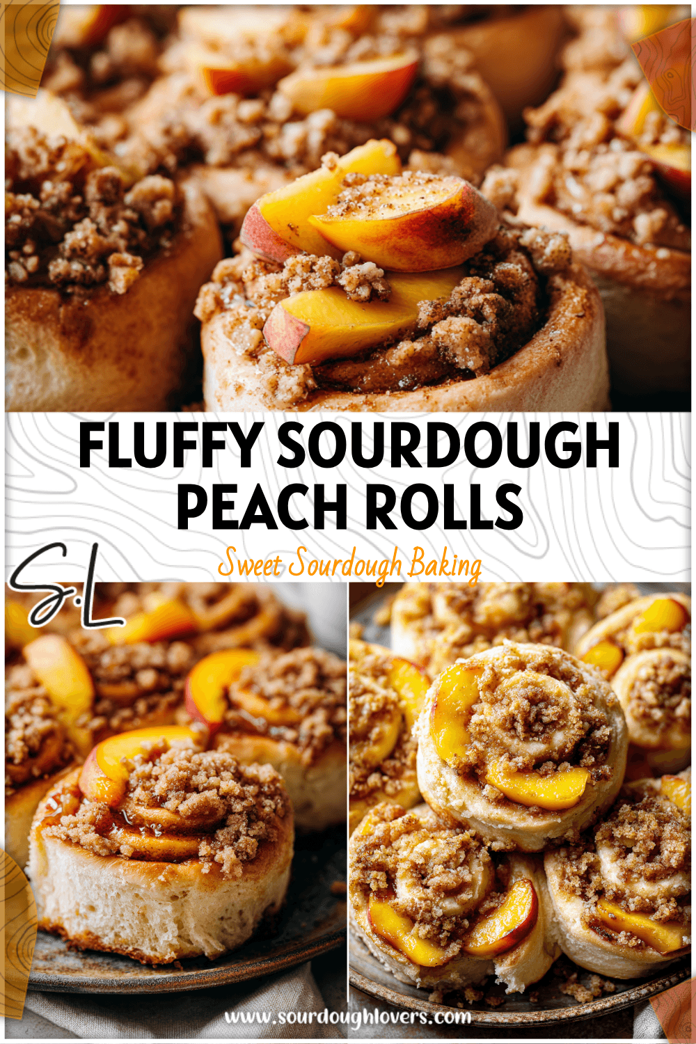 Sourdough Peach Cinnamon Rolls with Homemade Peach Crumble Topping 3 Sourdough Peach Cinnamon Rolls with Homemade Peach Crumble Topping