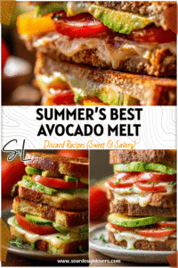 Sophie – Pastry & Dessert 2 Golden sourdough turkey and avocado melt topped with sliced tomato and melted cheese on a plate.