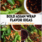 Thai Chicken & Turkey Lettuce Wraps: Flavorful Asian Dinner Idea 5 Colorful Thai Chicken and Ground Turkey Lettuce Wraps arranged with herbs and dipping sauce.