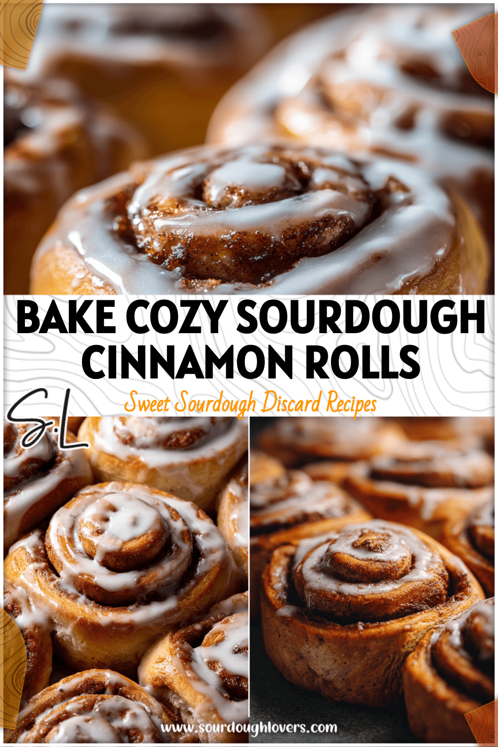 Soft whole wheat sourdough cinnamon rolls topped with icing and filled with a sweet cinnamon swirl.