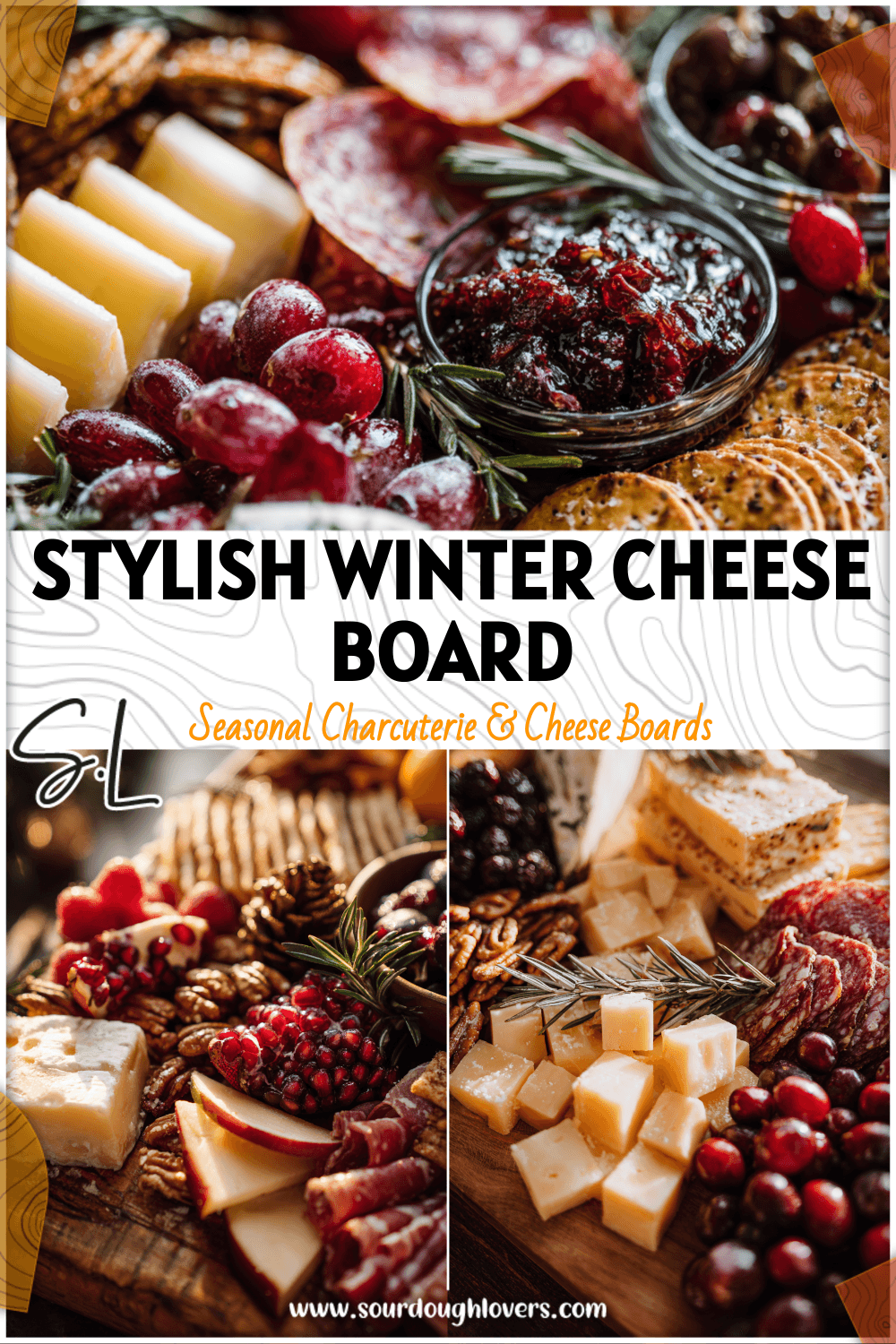 Elegant winter snack and cheese board with festive meats, fruits, and cheeses styled for Christmas Tapas Ideas.