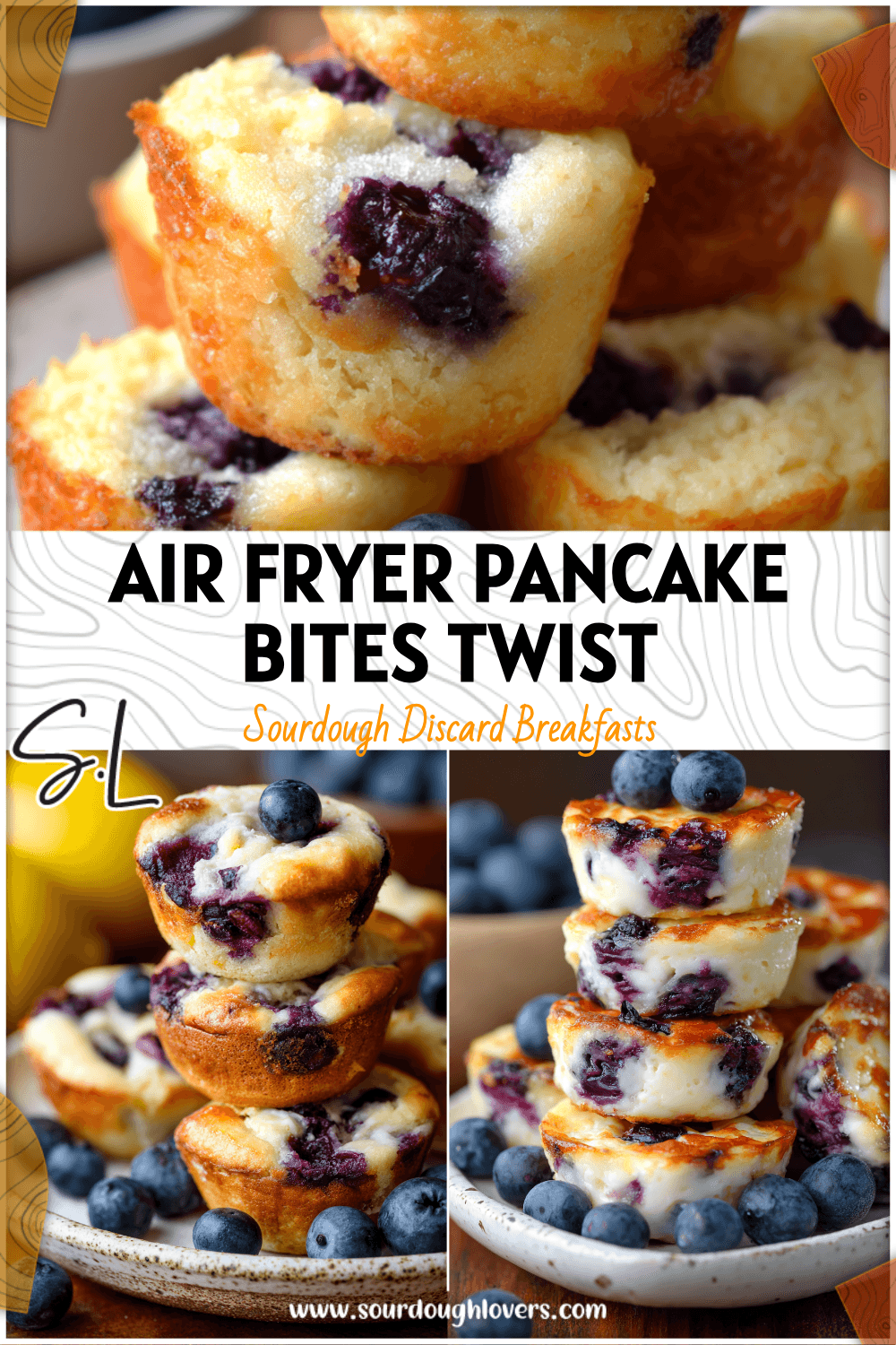 Stack of blueberry lemon cottage cheese pancake bites on rustic white plate with fresh blueberries 26