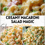 Bowl of Classic Macaroni Salad with peas, cheese, and creamy dressing perfect for summer potlucks