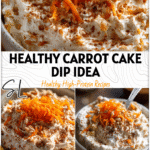 Cottage Cheese Carrot Cake Dip for Healthy Breakfast Treats 5 A creamy bowl of Cottage Cheese Carrot Cake Dip topped with cinnamon and shredded carrots for a healthy breakfast feel.