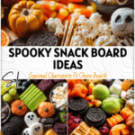 Colorful Halloween snack board with spooky food, healthy treats, and kid friendly goodies for a festive dinner. 2026