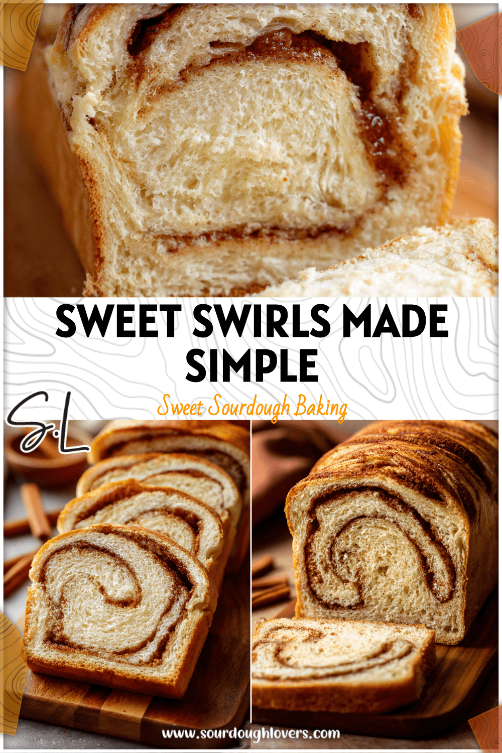 Slice of easy cinnamon swirl bread showing golden crust and rich cinnamon layers on a wooden board. 2026