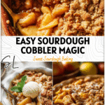 Warm Sourdough Apple Cobbler With Fresh Apples baked in a rustic dish topped with golden crumble. 2026