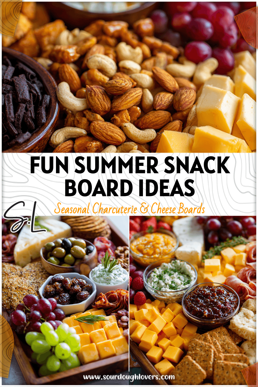 Colorful Easy Snack Platter filled with assorted finger foods and dips on a wooden tray. 26