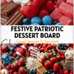 Festive 4th of July Dessert Board with Red, White & Blue Treats 5 Colorful 4th Of July Dessert Tray featuring red white and blue sweets on a patriotic dessert table.