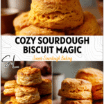 Golden sourdough sweet potato biscuits stacked on a rustic plate for cozy fall baking inspiration 26