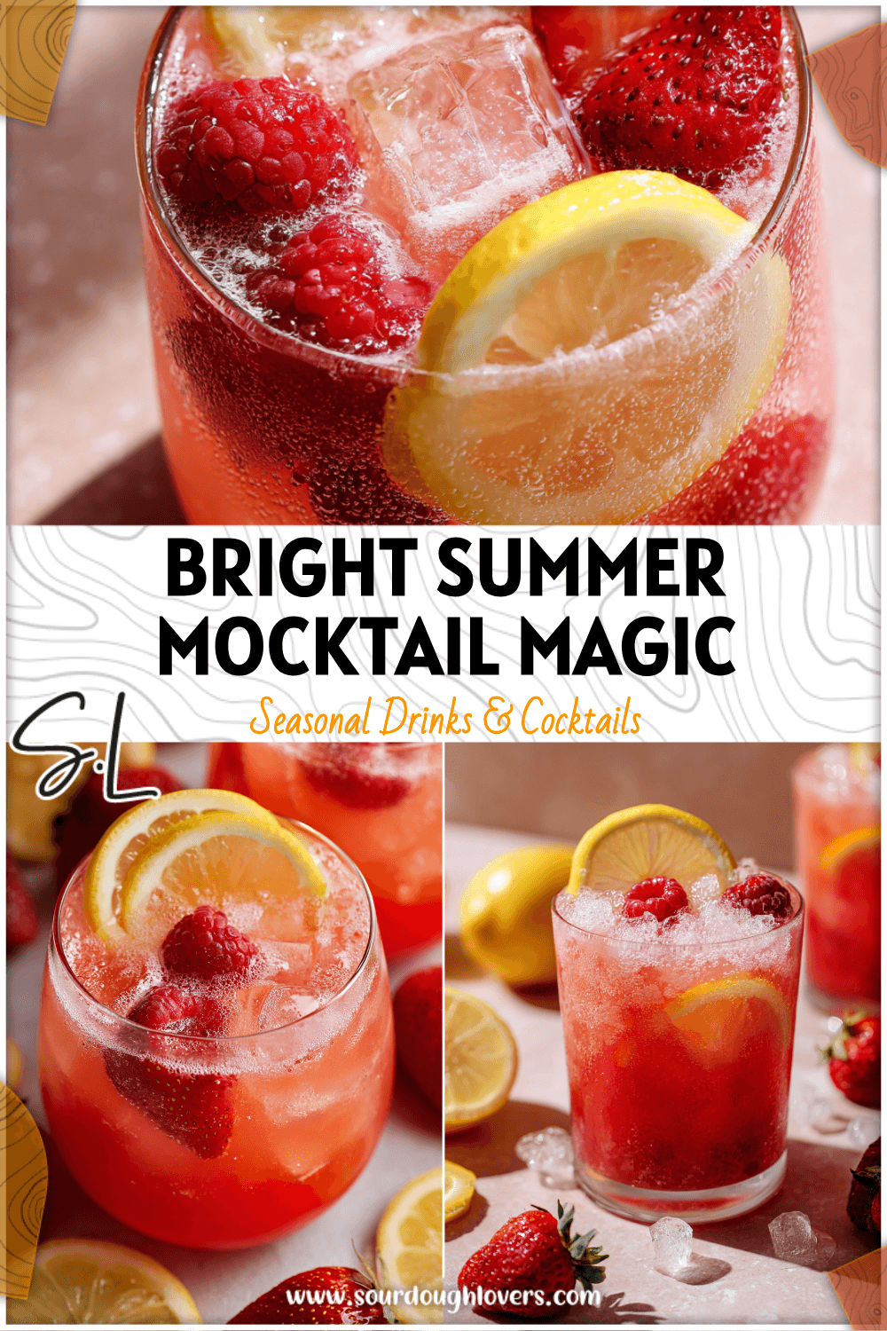 Glass of Strawberry Raspberry Lemonade Mocktail with lemon slices and fresh berries on ice 2026