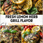 Juicy Lemon Herb Grilled Chicken served with fresh basil and colorful vegetables on a platter. 2026